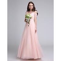 LAN TING BRIDE Floor-length Spaghetti Straps Bridesmaid Dress - Open Back Sleeveless Lace Tulle