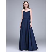 LAN TING BRIDE Floor-length Spaghetti Straps Bridesmaid Dress - Open Back Sleeveless Chiffon