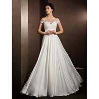 lan ting bride a line wedding dress see through floor length scoop sat ...