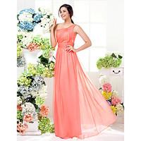 LAN TING BRIDE Floor-length Chiffon Mini Me Bridesmaid Dress - Sheath / Column One Shoulder Plus Size / Petite