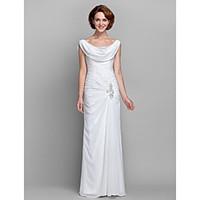 LAN TING BRIDE Sheath / Column Plus Size Petite Mother of the Bride Dress - Vintage Inspired Floor-length Sleeveless Chiffon withBeading