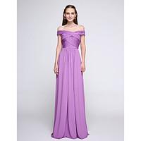 LAN TING BRIDE Floor-length Off-the-shoulder Bridesmaid Dress - Elegant Sleeveless Jersey