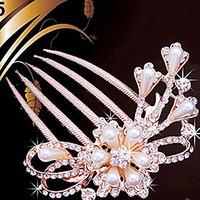 Lady\'s Imitation Pearl Hair Comb for Wedding Party Casual Hair Jewerly