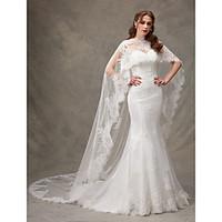 LAN TING BRIDE Trumpet / Mermaid Wedding Dress Wedding Dress with Wrap Sweep / Brush Train Sweetheart Lace with Draped Lace