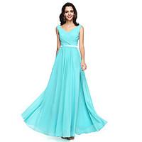 LAN TING BRIDE Floor-length V-neck Bridesmaid Dress - Open Back Sleeveless Chiffon