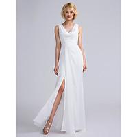 LAN TING BRIDE Floor-length V-neck Bridesmaid Dress - Furcal Sleeveless Chiffon