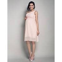 LAN TING BRIDE Knee-length Chiffon Bridesmaid Dress - A-line / Princess One Shoulder Maternity with Draping / Side Draping