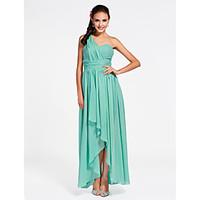 LAN TING BRIDE Ankle-length Asymmetrical One Shoulder Sweetheart Bridesmaid Dress - Open Back Sleeveless Chiffon