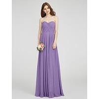LAN TING BRIDE Floor-length Chiffon Bridesmaid Dress - A-line Sweetheart Plus Size / Petite with Criss Cross / Ruching