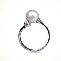 Lady\'s Ring Exquisite Silver Pearl Rhinestone Rings