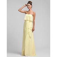 LAN TING BRIDE Floor-length Strapless Bridesmaid Dress - Elegant Sleeveless Chiffon