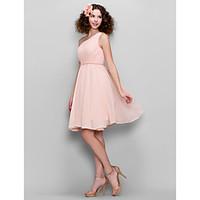 lan ting bride knee length chiffon bridesmaid dress a line one shoulde ...