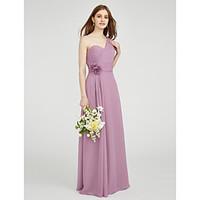 LAN TING BRIDE Floor-length One Shoulder Sweetheart Bridesmaid Dress - Floral Sleeveless Chiffon