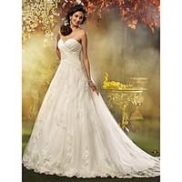 LAN TING BRIDE A-line Princess Wedding Dress - Classic Timeless Elegant Luxurious Vintage Inspired Court Train Sweetheart Tulle with