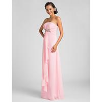 LAN TING BRIDE Floor-length Strapless Bridesmaid Dress - Open Back Sleeveless Chiffon