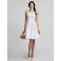 LAN TING BRIDE Knee-length Lace Mini Me Bridesmaid Dress - A-line Scoop Plus Size / Petite with Lace / Sash / Ribbon