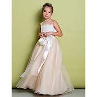 LAN TING BRIDE A-line Floor-length Flower Girl Dress - Lace Organza Jewel with Lace