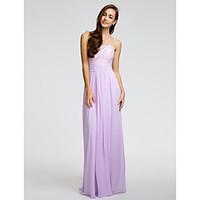 LAN TING BRIDE Floor-length Chiffon Bridesmaid Dress - Sheath / Column Strapless with Lace / Sash / Ribbon / Ruching