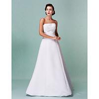 LAN TING BRIDE A-line Princess Wedding Dress - Classic Timeless Reception Open Back Floor-length Strapless Satin with Lace