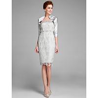 LAN TING BRIDE Sheath / Column Mother of the Bride Dress - Convertible Dress Knee-length 3/4 Length Sleeve Lace with Lace