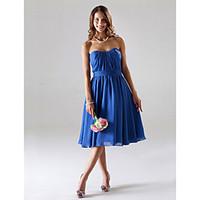 LAN TING BRIDE Tea-length Chiffon Bridesmaid Dress - A-line / Princess Strapless / Sweetheart Plus Size / Petite