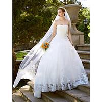 LAN TING BRIDE A-line Wedding Dress Open Back Floor-length Strapless Lace Tulle with Lace