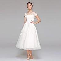 LAN TING BRIDE A-line Wedding Dress - Reception Simply Sublime Tea-length Bateau Lace Tulle with