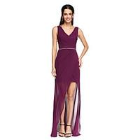 LAN TING BRIDE Asymmetrical V-neck Bridesmaid Dress - Open Back Sleeveless Chiffon