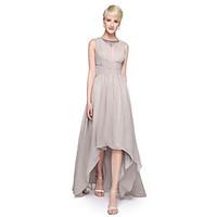 LAN TING BRIDE Asymmetrical V-neck Bridesmaid Dress - Elegant Sleeveless Chiffon