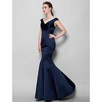 lan ting bride floor length satin bridesmaid dress trumpet mermaid v n ...