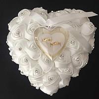 Lace Heart Shape With Rose and Bow Ring Box Pillow for Wedding(More Colors)(262614cm)