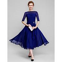 LAN TING BRIDE A-line Mother of the Bride Dress - Elegant Tea-length Half Sleeve Chiffon with Ruching