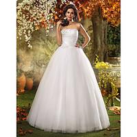 LAN TING BRIDE A-line Princess Wedding Dress - Chic Modern Glamorous Dramatic Simply Sublime Floor-length Strapless Tulle withBeading