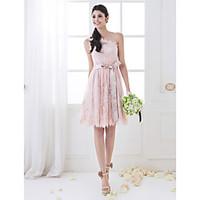 lan ting bride knee length lace mini me bridesmaid dress a line one sh ...