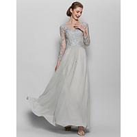 LAN TING BRIDE A-line Mother of the Bride Dress - Sparkle Shine Floor-length Long Sleeve Chiffon Lace with Appliques