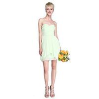 LAN TING BRIDE Short / Mini Chiffon Bridesmaid Dress - Sheath / Column Strapless / Sweetheart Plus Size / Petite