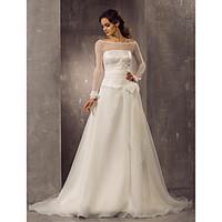 LAN TING BRIDE A-line Princess Wedding Dress - Classic Timeless Elegant Luxurious See-Through Court Train Off-the-shoulderOrganza