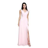 lan ting bride floor length v neck bridesmaid dress furcal sleeveless  ...