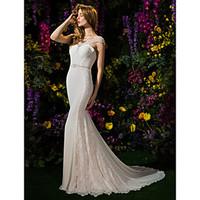 lan ting bride trumpet mermaid wedding dress see through chapel train  ...