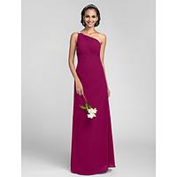 LAN TING BRIDE Floor-length Chiffon Bridesmaid Dress - Sheath / Column One Shoulder Plus Size / Petite