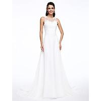 lan ting bride a line wedding dress see through court train jewel chif ...