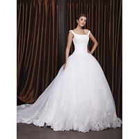 LAN TING BRIDE Ball Gown Wedding Dress - Classic Timeless Elegant Luxurious Vintage Inspired Chapel Train Off-the-shoulder Organza