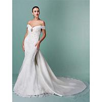 LAN TING BRIDE Trumpet / Mermaid Wedding Dress - Classic Timeless Elegant Luxurious Two-in-One Vintage Inspired Chapel Train