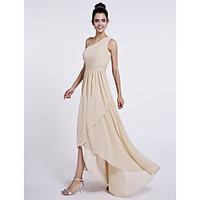 LAN TING BRIDE Asymmetrical One Shoulder Bridesmaid Dress - Elegant Sleeveless Chiffon