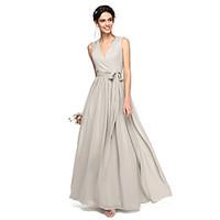 LAN TING BRIDE Floor-length V-neck Bridesmaid Dress - Elegant Sleeveless Chiffon