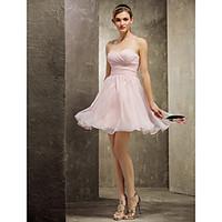 LAN TING BRIDE Short / Mini Chiffon Bridesmaid Dress - A-line Sweetheart Plus Size / Petite with Criss Cross / Ruching