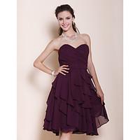 LAN TING BRIDE Knee-length Chiffon Bridesmaid Dress - A-line / Princess Strapless / Sweetheart Plus Size / Petite