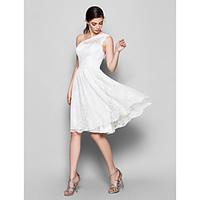 LAN TING BRIDE Knee-length One Shoulder Bridesmaid Dress - Open Back Sleeveless Lace