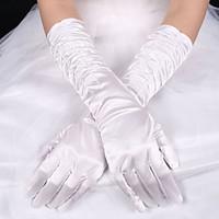 ladys white lace elastic silk flower shape tulle fingertips elbow leng ...