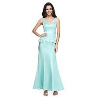 LAN TING BRIDE Ankle-length V-neck Bridesmaid Dress - Beautiful Back Sleeveless Lace Charmeuse